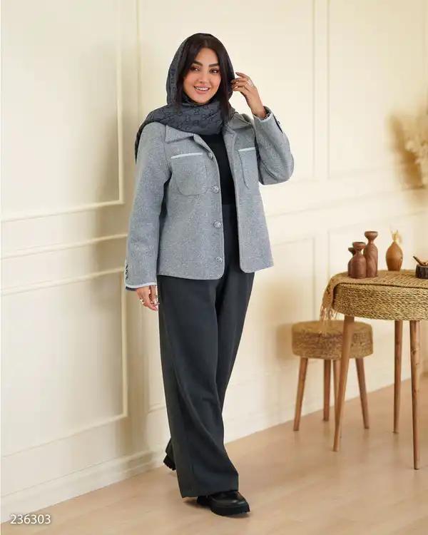 پالتو زنانه فوتر طوسی مدل شیلر السانا Elsana کد 2363