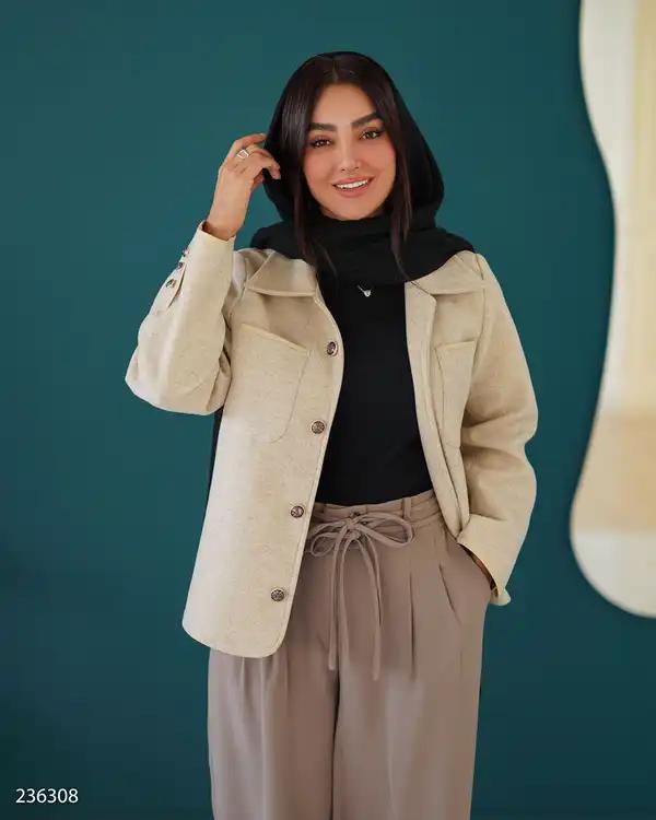 پالتو زنانه فوتر کرم مدل شیلر السانا Elsana کد 2363