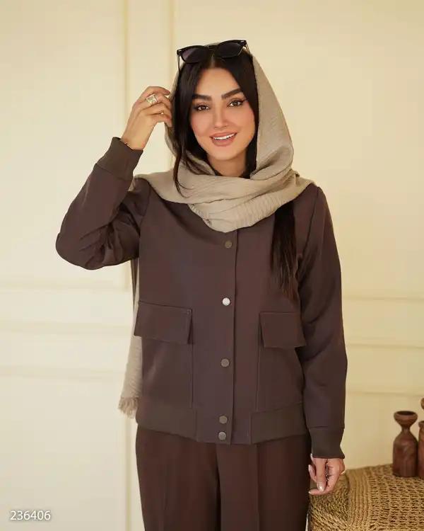 بامبر جکت زنانه قهوه ای مدل اورانوس السانا Elsana کد 2364