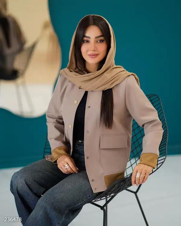 بامبر جکت زنانه خاکی مدل اورانوس السانا Elsana کد 2364