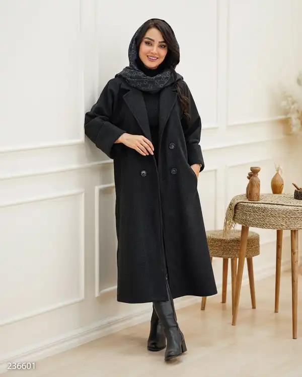 پالتو بلند زنانه فوتر مشکی مدل لطیفه السانا Elsana کد 2366