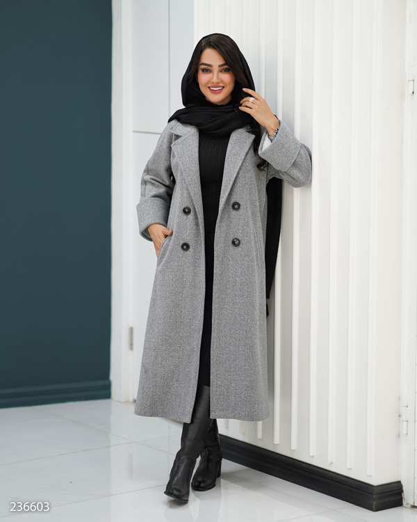 پالتو بلند زنانه فوتر طوسی مدل لطیفه السانا Elsana کد 2366