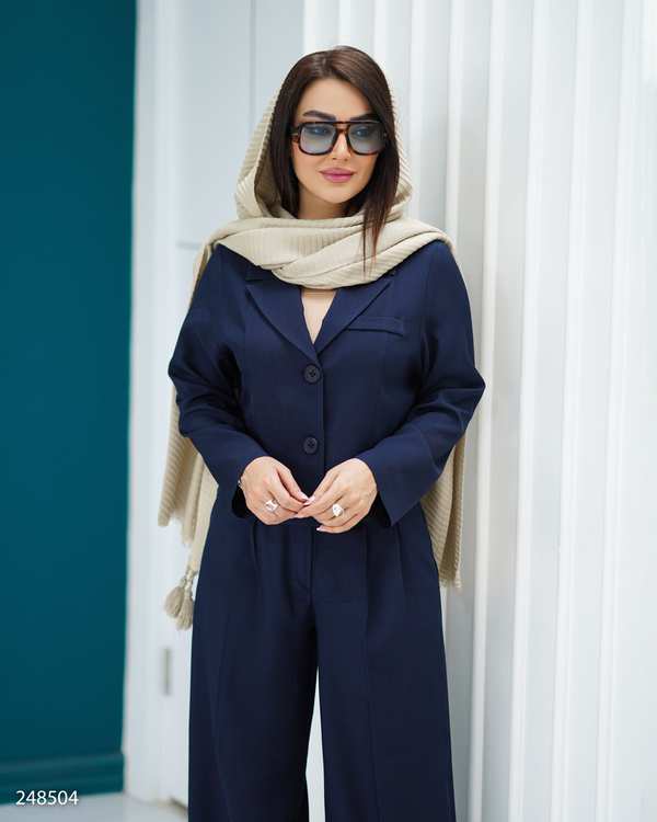 ست کت کراپ و شلوار زنانه سرمه ای السانا Elsana مدل آدریان کد 2485