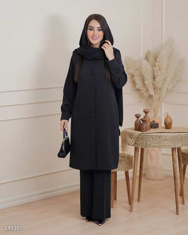 مانتو زنانه مشکی السانا Elsana مدل آیسین کد 2493