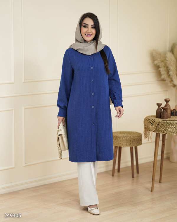 مانتو زنانه آبی نفتی السانا Elsana مدل آیسین کد 2493