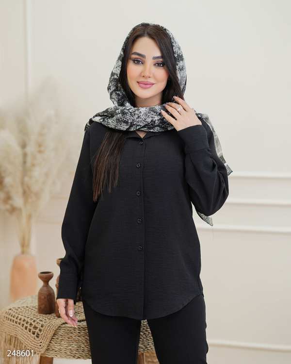 شومیز زنانه مشکی السانا Elsana مدل تاینور کد 2486