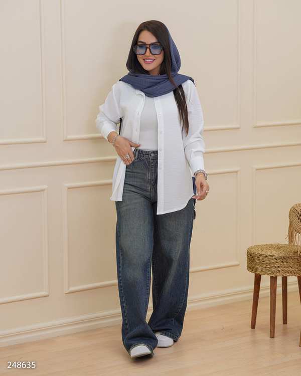 شومیز زنانه سفید السانا Elsana مدل تاینور کد 2486