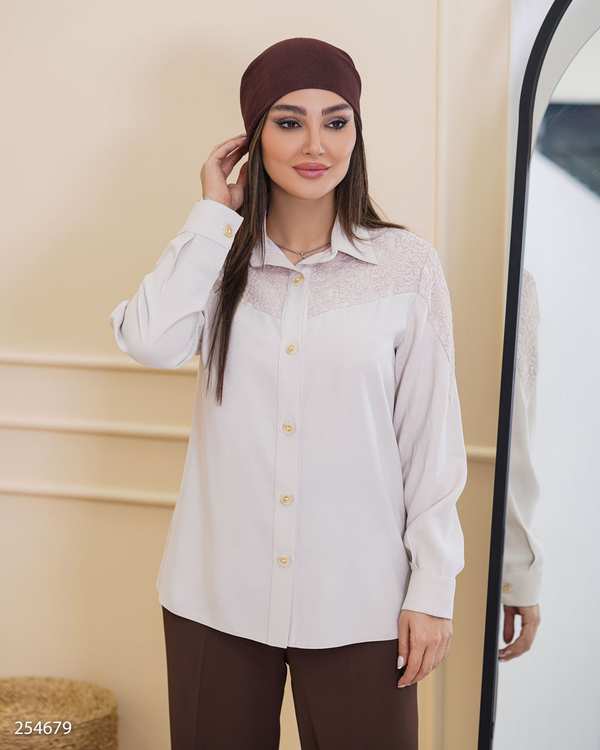 شومیز زنانه گیپوردوزی استخوانی السانا Elsana مدل داریس کد 2546
