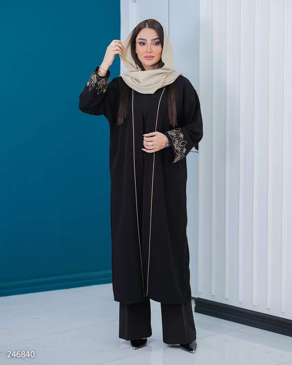 مانتو زنانه مشکی کرم السانا Elsana مدل دامور کد 2468