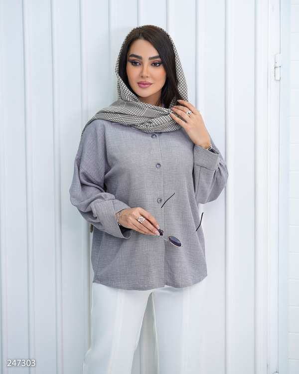 شومیز زنانه طوسی السانا Elsana مدل رابین کد 2473