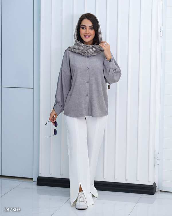شومیز زنانه طوسی السانا Elsana مدل رابین کد 2473 - تصویر 2