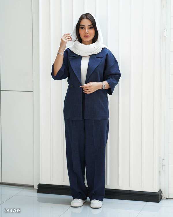 ست کت و شلوار زنانه آبی نفتی السانا Elsana مدل رونیسا کد 2447