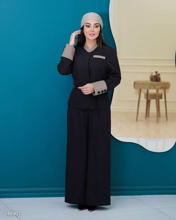 ست کت و شلوار زنانه مشکی السانا Elsana مدل سارمین کد 2489