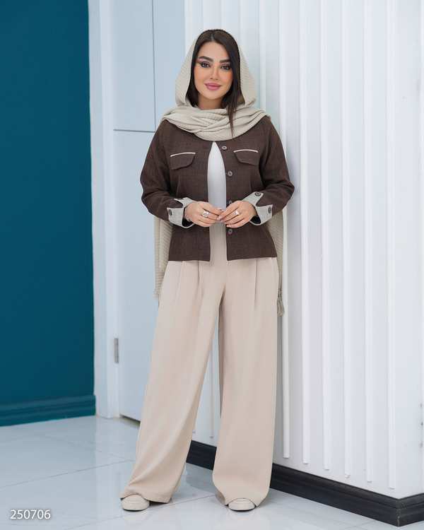 کت کراپ زنانه قهوه ای السانا Elsana مدل سلما کد 2507
