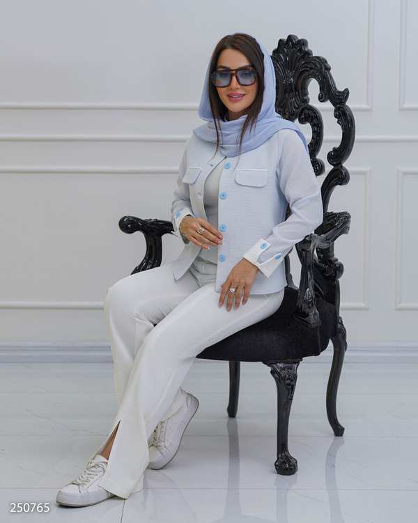 کت کراپ زنانه آبی آسمانی السانا Elsana مدل سلما کد 2507
