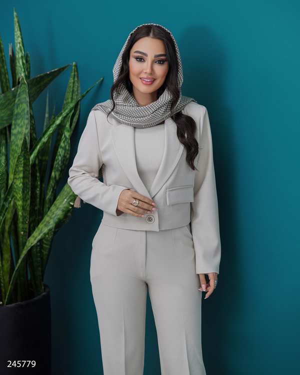 ست کت و تاپ و شلوار زنانه استخوانی السانا Elsana مدل گندمک کد 2457