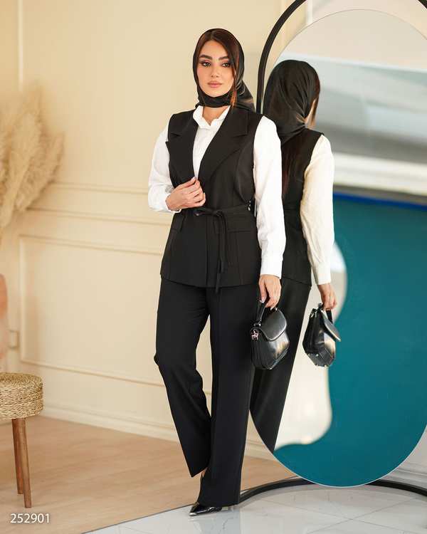 ست شومیز و وست و شلوار زنانه مشکی السانا Elsana مدل لیلو کد 2529