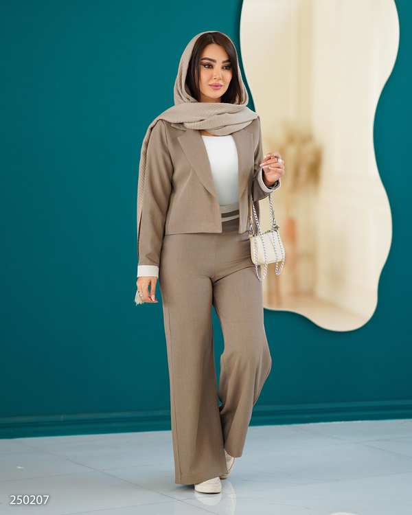 ست کت کراپ و شلوار شکلاتی السانا Elsana مدل مرسانا کد 2502