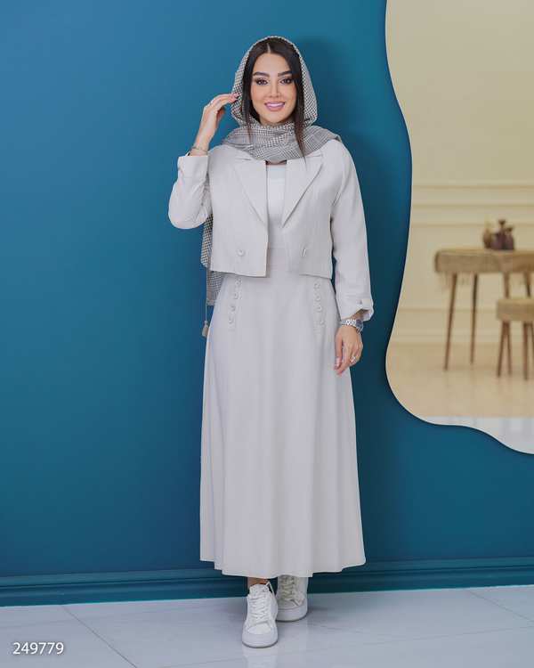 ست کت کراپ و دامن زنانه استخوانی السانا Elsana مدل ناریش کد 2497