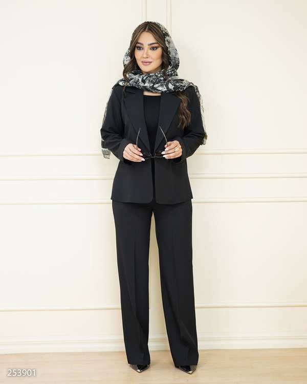 ست کت و شلوار زنانه مشکی السانا Elsana مدل نوژان کد 2539