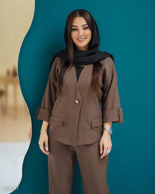 ست کت و شلوار زنانه شکلاتی السانا Elsana مدل همراز کد 2542 - تصویر 2