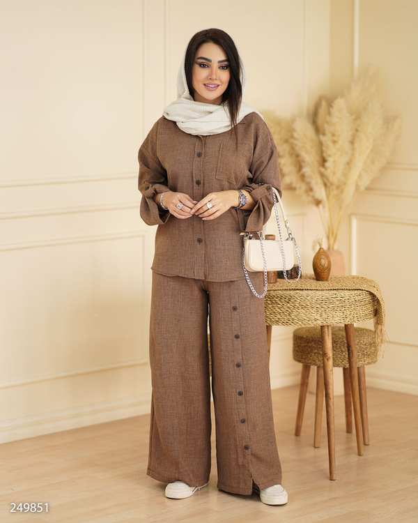 ست شومیز و شلوار زنانه دارچینی السانا Elsana مدل هیروان کد 2498