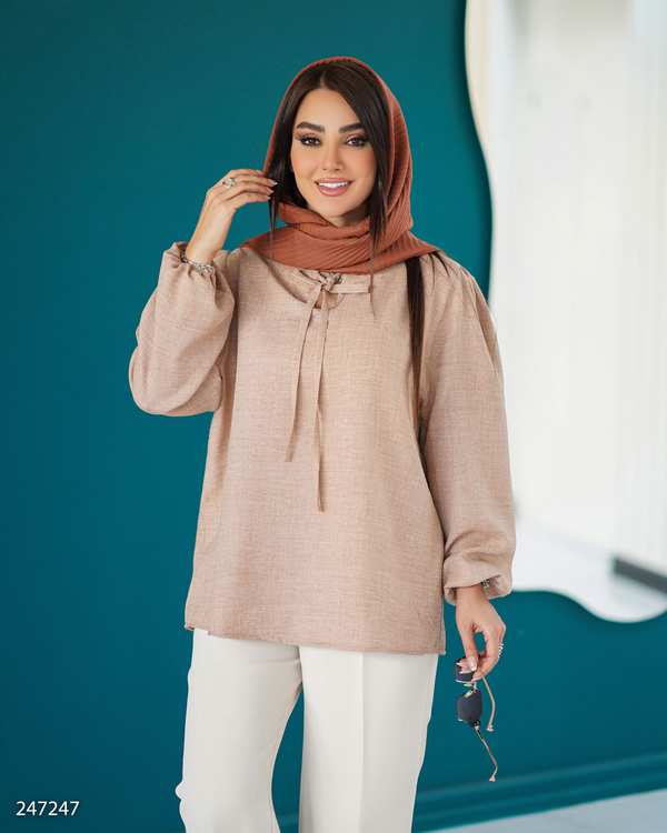 بلوز زنانه نسکافه ای السانا Elsana مدل یاشگین کد 2472