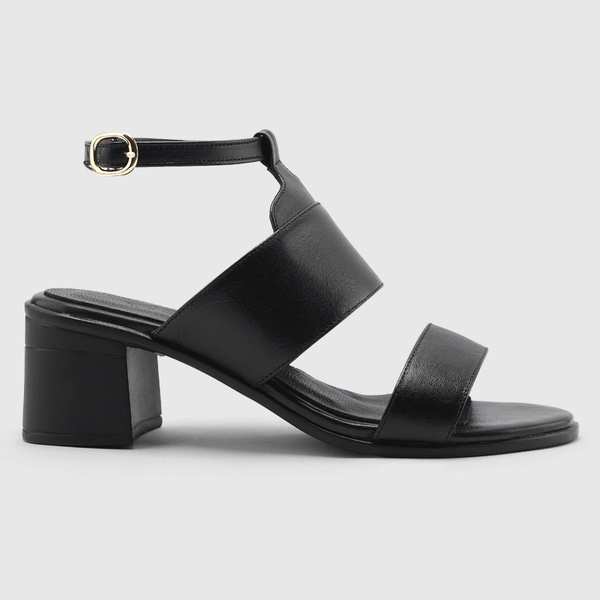 صندل پاشنه بلند چرم طبیعی زنانه ناپا مشکی اورز Orez مدل MADONA