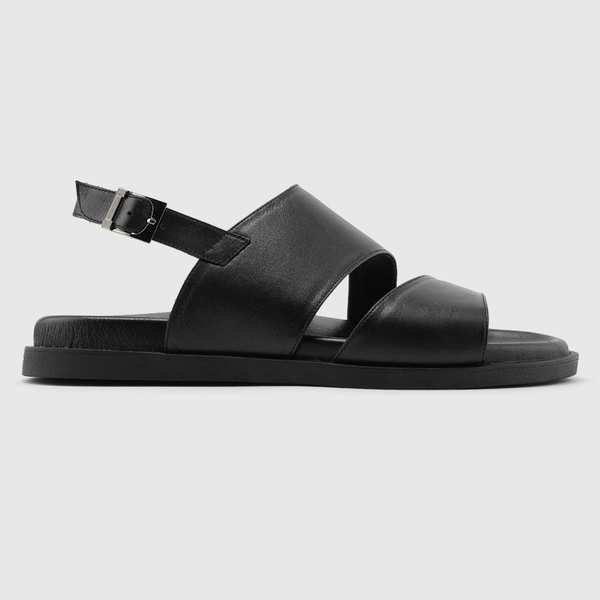 صندل چرم طبیعی مردانه ناپا مشکی اورز Orez مدل KAREN