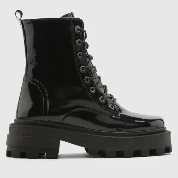 نیمبوت چرم طبیعی زنانه ورنی مشکی اورز Orez مدل REN کد IWCB109