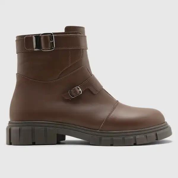 نیمبوت چرم طبیعی زنانه ناپا قهوه ای تیره اورز Orez مدل MOSCOW کد WCB149