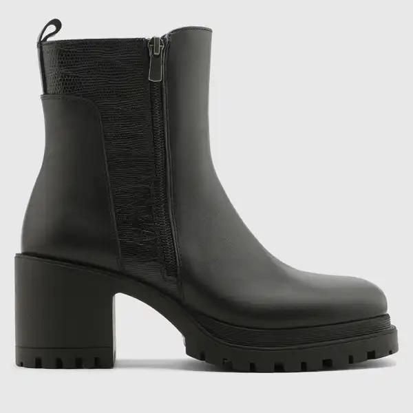 نیمبوت پاشنه بلند چرم طبیعی زنانه ناپا لیزارد مشکی اورز Orez مدل LIMA کد WCB158