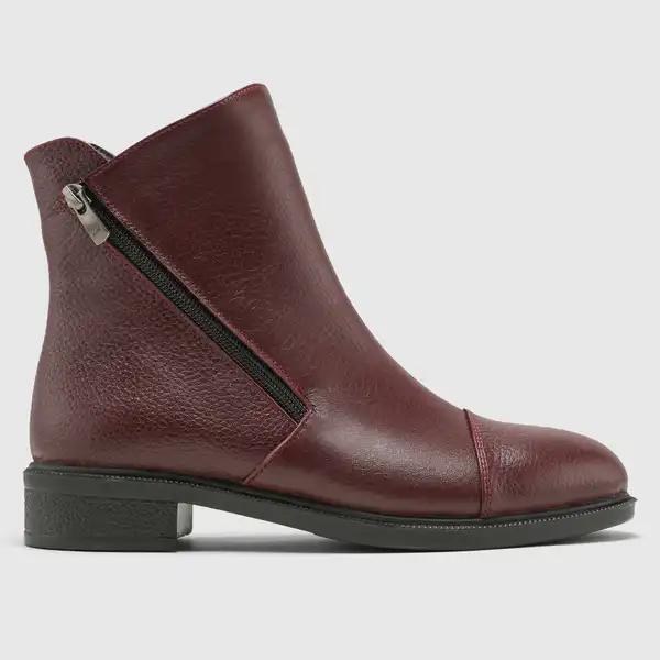 نیمبوت چرم طبیعی زنانه فلوتر ریز زرشکی اورز Orez مدل SOFIA کد WFB135