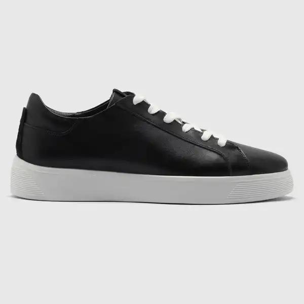 کفش اسنیکرز چرم طبیعی مردانه بورنیش مشکی سفید اورز Orez مدل KAI SNEAKER 1