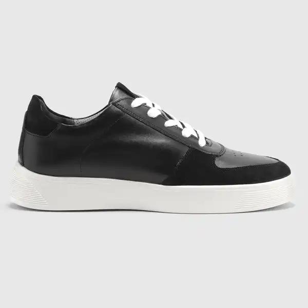 کفش اسنیکرز چرم طبیعی مردانه بورنیش اشبالت مشکی سفید اورز Orez مدل KAI SNEAKER 2