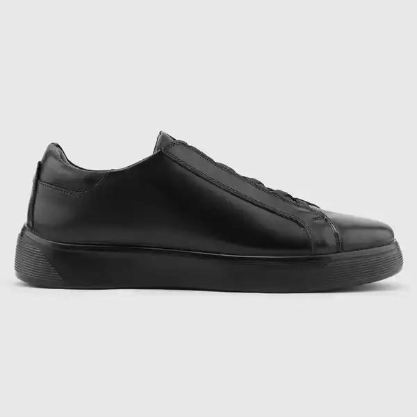 کفش اسنیکرز چرم طبیعی مردانه بورنیش مشکی اورز Orez مدل KAI SLIP ON