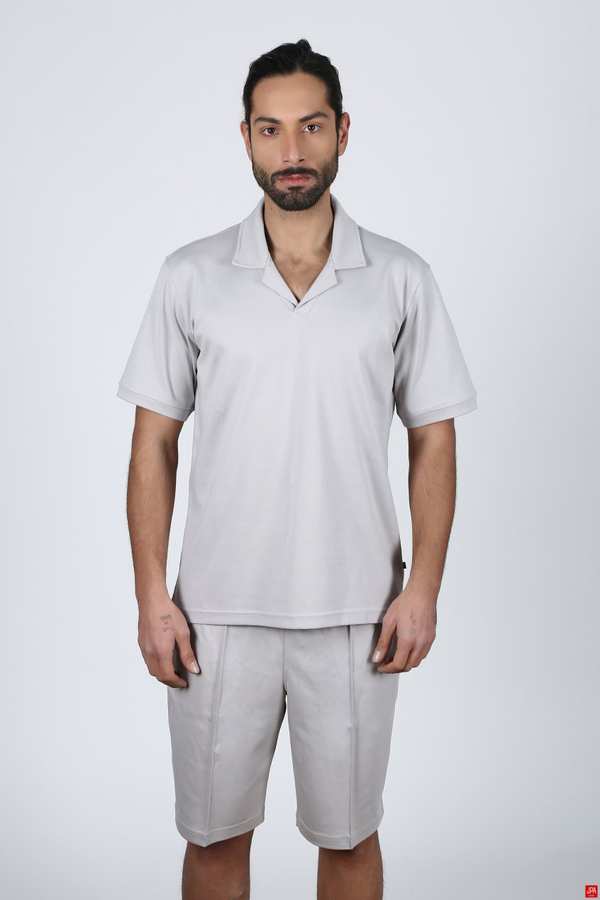 ست تی شرت و شلوارک مردانه طوسی روشن جی پی ای JPA کد 02358