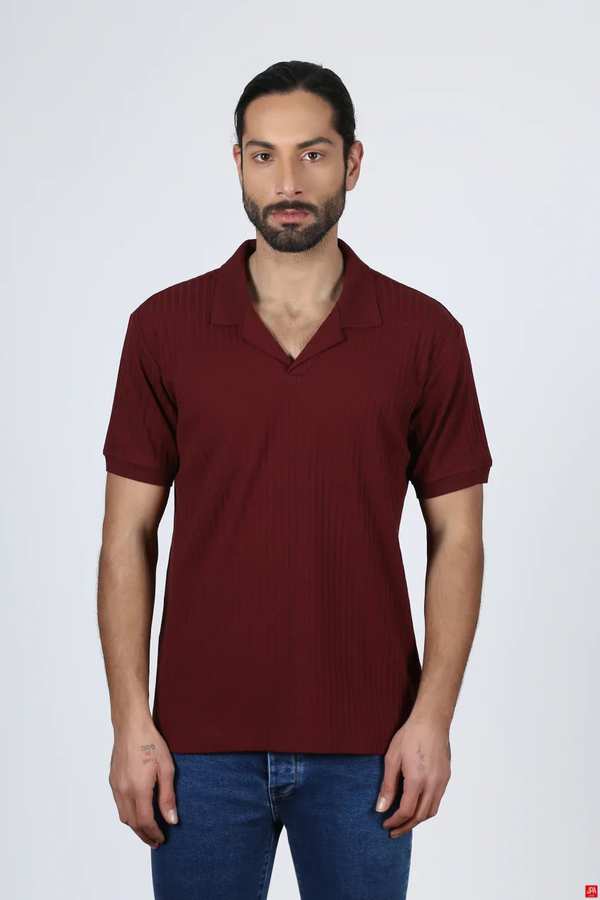 تی شرت مردانه زرشکی جی پی ای JPA کد 02312
