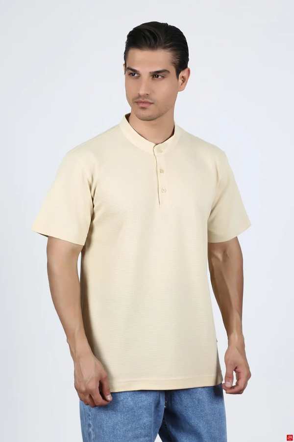 تی شرت مردانه کرم روشن جی پی ای JPA کد 02314