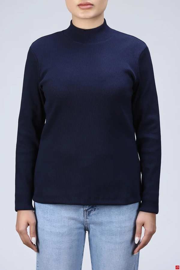 بلوز زنانه یقه اسکی اسلیم سرمه ای جی پی ای JPA کد 02468