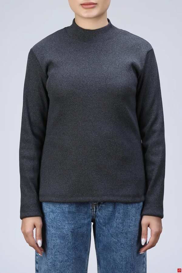 بلوز زنانه یقه اسکی اسلیم ملانژ تیره جی پی ای JPA کد 02468