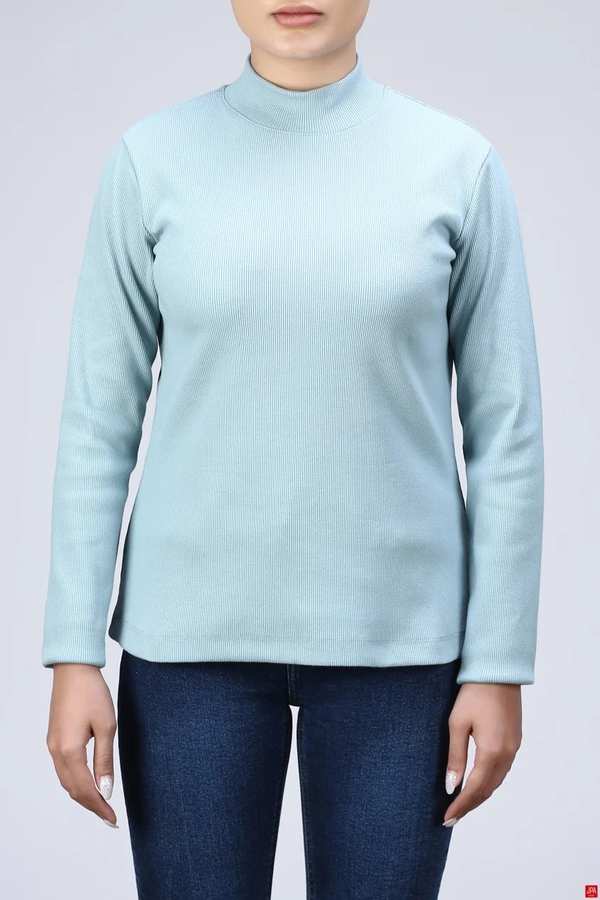 بلوز زنانه یقه اسکی اسلیم آبی روشن جی پی ای JPA کد 02468