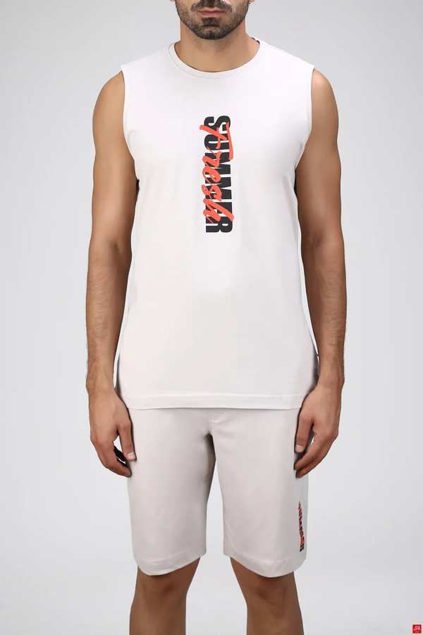 ست تاپ حلقه ای و شلوارک مردانه طوسی روشن جی پی ای JPA کد 02459