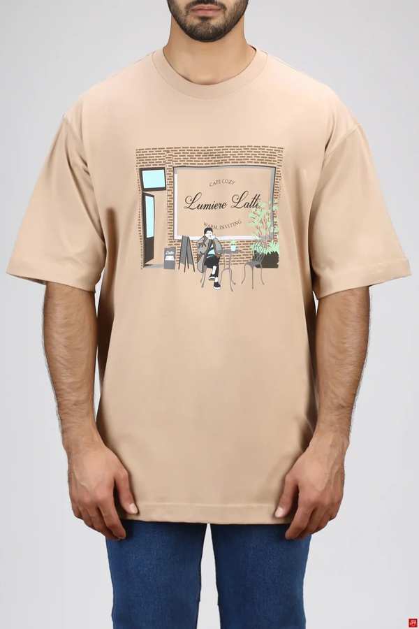 تی شرت مردانه کرم تیره جی پی ای JPA کد 03053