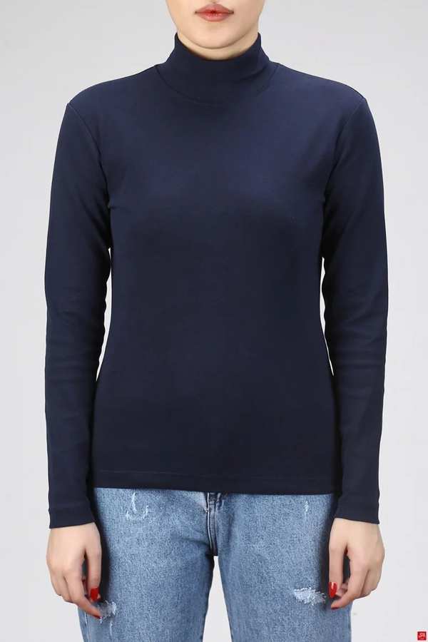 بلوز زنانه یقه اسکی اسلیم سرمه ای جی پی ای JPA کد 03064