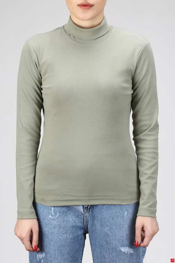 بلوز زنانه یقه اسکی اسلیم سبز روشن جی پی ای JPA کد 03064