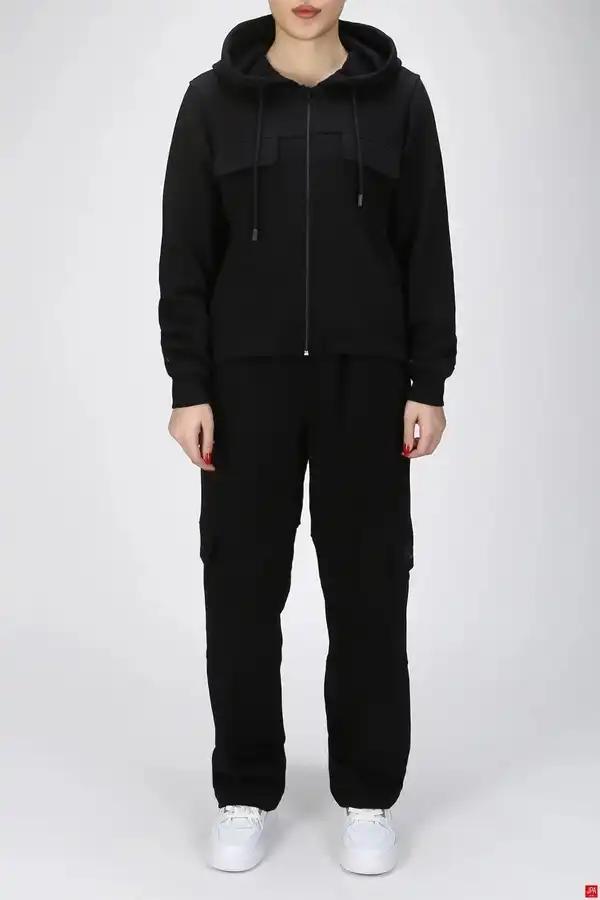 ست سویشرت و شلوار زنانه دورس مشکی جی پی ای JPA کد 03086