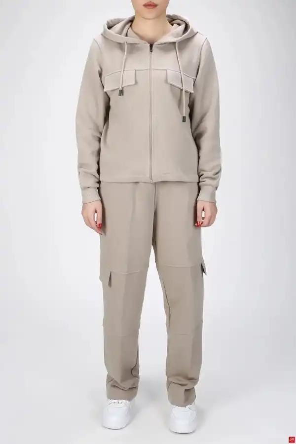 ست سویشرت و شلوار زنانه دورس خاکی جی پی ای JPA کد 03086