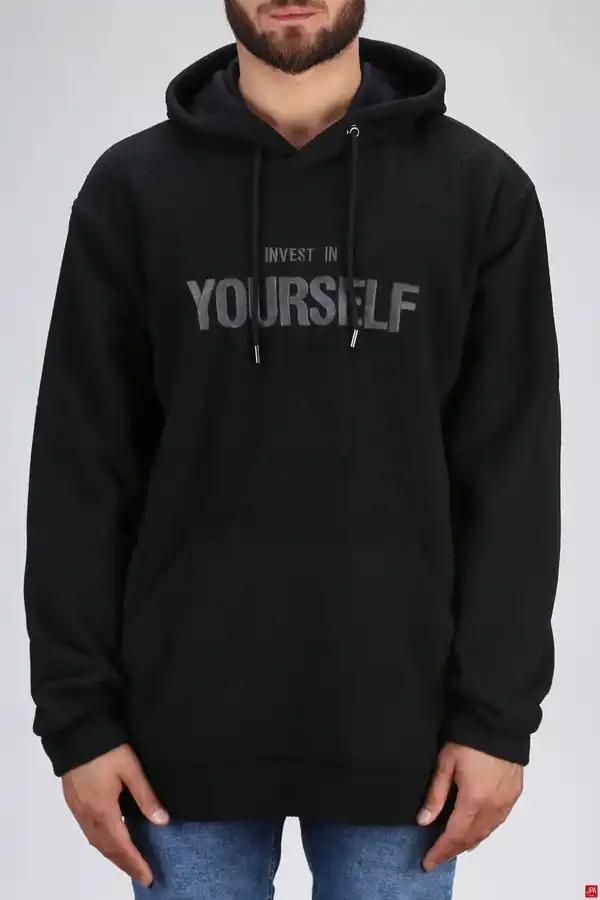 هودی مردانه کلاهدار مشکی جی پی ای JPA کد 02465