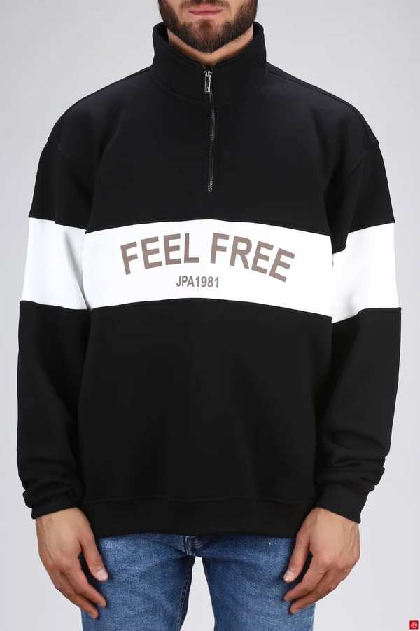 بلوز مردانه دورس نیم زیپ مشکی جی پی ای JPA کد 03107